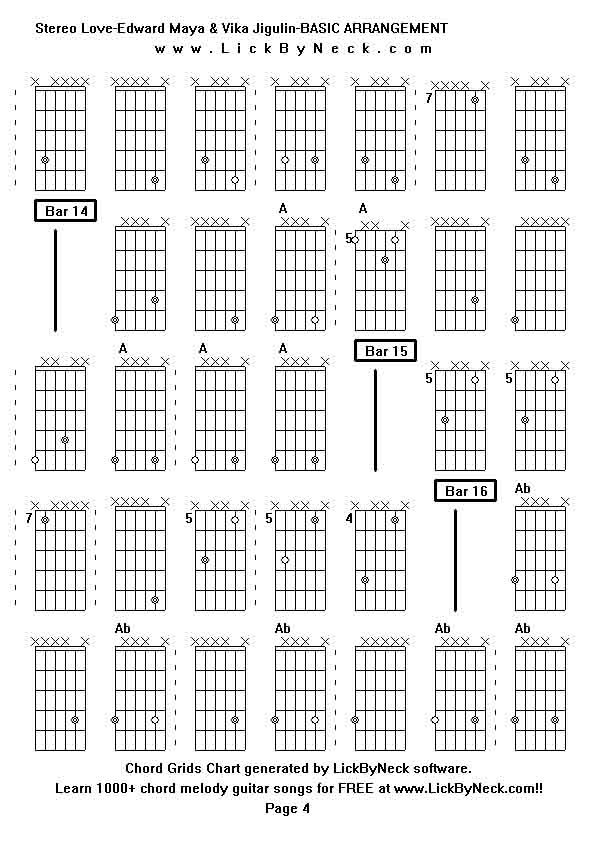 Chord Grids Chart of chord melody fingerstyle guitar song-Stereo Love-Edward Maya & Vika Jigulin-BASIC ARRANGEMENT,generated by LickByNeck software.